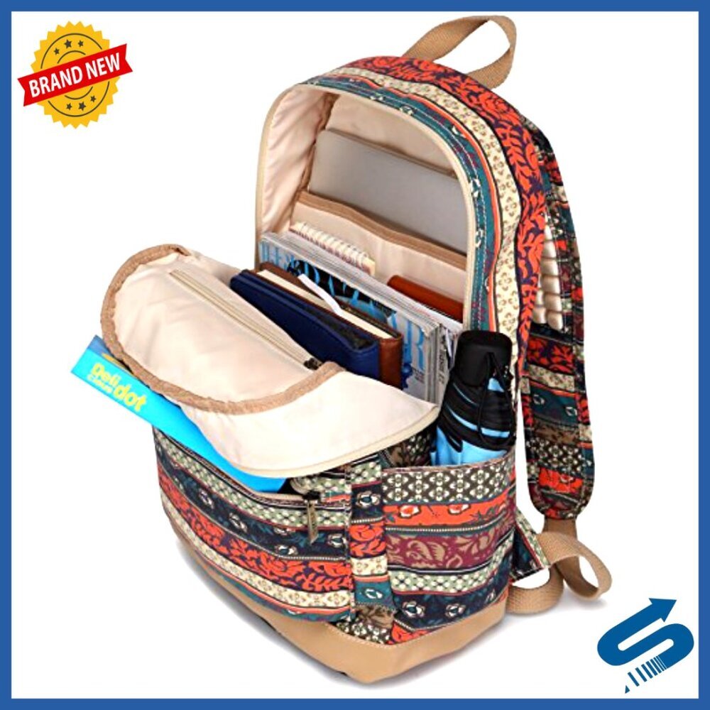 Bohemian Laptop Backpack Massage Straps USB Charging Travel Outdoor - Picture 4 of 6